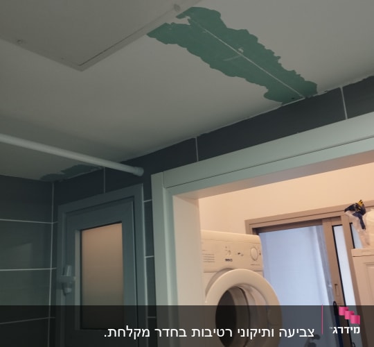 תיקון צבע בתקרה עם טיח ירוק